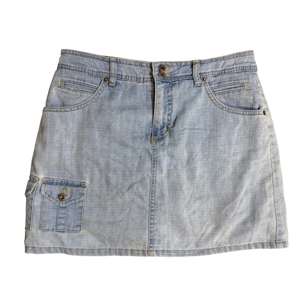 VTG Y2K McBling Gloria Vanderbilt Light Wash Denim Cargo Mini Skort Size 6